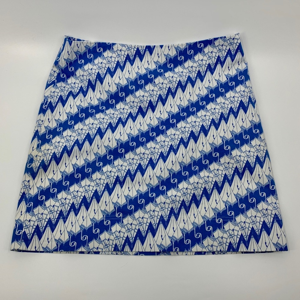 Talbots Blue and White Umbrella Pattern Skirt